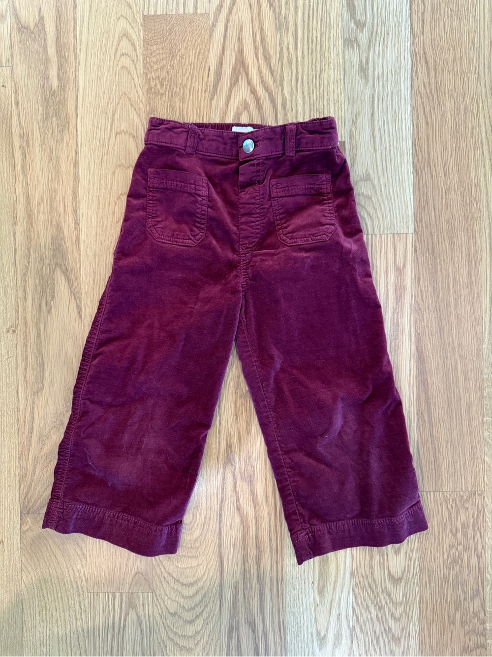 Zara Kids Corduroy Wide-Leg Pants in Burgundy